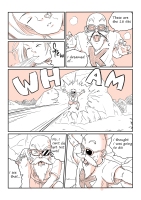 giantess comic monochrome weapon sunglasses closed_eyes goggles facial_hair multiple_boys english_text android18 masterr_roshi