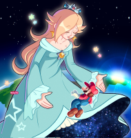 giantess breasts drawing mega blonde space color long_hair planet cleavage mario dress sun crown super_mario hat earrings stars princess_rosaline manysart