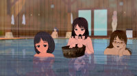 giantess water boat mini_giantess twins fog spa multiple_girls blurry_background giantess_spa original_characters chieri_no_koi_wa_8_meter koikatsu