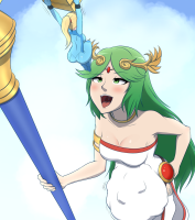 kid_icarus drawing vore samus_aran shrunken_woman hanging_on imminent_vore stuffed_belly palutena starcrossing bulging_belly breasts long_hair tongue cleavage green_eyes green_hair ponytail dress open_mouth jewelry tiara bare_shoulders strapless_dress poke_ball ahegao blonde_hair blush 2girls strapless hand_on_hip