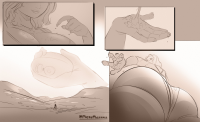 micro butt unaware skin sunscreen breasts drawing giantess panties comic monochrome underwear lips nylons shrunken_man close_up 1girl head_out_of_frame silent_comic suntan_lotion