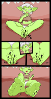 drawing giantess white_hair crush panties feet comic color rampage smiling short_hair sitting foot_crush legs day between_legs thighs outdoors orange_eyes goblin jj-psychotic green_skin sound_effects pointed_ears turnip_(jj-psychotic)