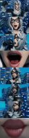 breasts giantess white_hair vore city mega comic blue_eyes buildings mask night digital_render black_cat spider-man marvel_comics felicia_hardy daily_bugle gabrieltrapyt large_breasts handheld sitting kissing choker costume jumpsuit on_shoulder looking_at_tiny peter_parker