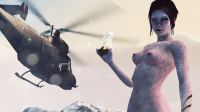 mega black_hair blue_eyes looking_at_tiny breasts nipples giantess nude alien handheld helicopter tali mountains purple_skin digital_render mass_effect quarian js3ds