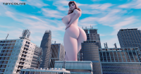 breasts female growth giantess crush sexy manga city butt giant anime goddess dress tall big cute scale blender size digital_render thick resize dva bigger macrophile adult women tbycolive