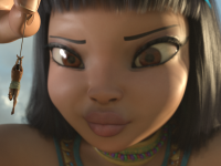 giantess black_hair pyramid goddess brown_eyes smiling dangle dark_skin clouds outdoors necklace native sacrifice temple chel looking_at_tiny digital_render loincloth dreamworks the_road_to_el_dorado