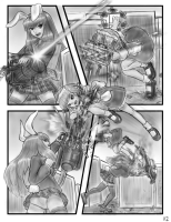 drawing giantess crush panties city upskirt comic monochrome destruction gun buildings touhou reisen_udongein_inaba fighting vehicles jumping outdoors sakuya_izayoi knives rabbit_ears alloyrabbit reisen_vs_sakuya