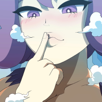 drawing growth giantess pokemon blushing mega color large_breasts cleavage finger purple_hair purple_eyes kissing day growth_sequence clouds outdoors sky looking_at_tiny acerola human thesigmaarts
