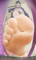 breasts black_hair barefoot point_of_view hands_on_hips micro feet upskirt toes in_shoe sandals shrunken_man under_foot ace_attorney phoenix_wright imminent_crush digital_render maya_fey cooliocool7997