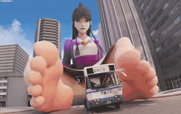 giantess feet upskirt animation ace_attorney vehicle_crush digital_render maya_fey foot_sandwich ralzelk crush city bus