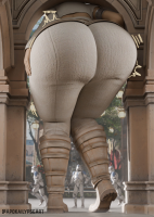 buildings arch ripped_clothing naboo failureatlife099 city giantess butt armor boots star_wars pants thighs stuck behind_view helmet thick_thighs digital_render padme_amidala padme clone_troopers senator