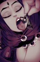 breasts drawing giantess micro panties vore comic monochrome large_breasts tongue butt handheld saliva shoes camel_toe socks raven teen_titans shrunken_woman cruel dangle indoors chocolate costume closed_eyes point_of_view cape belt leotard dialogue striped_socks imminent_vore thick_thighs pinched dc_comics bare_legs ravenravenraven titans_tower jinx_(teen_titans) jinx