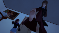 flothefloozy toes barefoot skirt brunette looming shrunken_woman indoors aunt umineko_no_naku_koro_ni milf point_of_view coat running_away imminent_crush looking_at_tiny digital_render ushiromiya_rosa ushiromiya_ange
