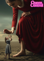 barefoot desert brunette dress parody shrunken_woman open_mouth standing point_of_view profile ai_art fine_art_parody giantess reaching screaming terror ff queencontrol