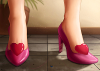 micro feet high_heels looming shrunken_man indoors ace_attorney phoenix_wright dust wallywaffle april_may