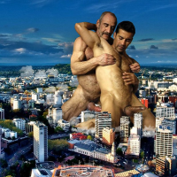 male city mega destruction giant sex couple gay men giants