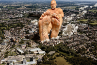 crush feet city mega destruction giant soles train men mature seated flattened