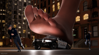 nude city mega comic destruction toes barefoot buildings street police foot_crush night vehicle_crush running_away digital_render police_officer felynarii giantess