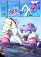 growth giantess furry giga anthro mega comic large_breasts handheld water ocean shoes brown_eyes island sitting outdoors blaze_the_cat purple_skin imminent_crush gamefreakdx sonic_the_hedgehog drawing color
