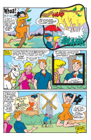 giantess mega betty veronica archie sign windmill breasts blonde comic barefoot dress shrunken_woman shrunken_man english outdoors hat multiple_girls