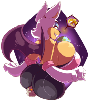 breasts drawing growth giantess furry earth giga tail wings space color large_breasts butt planet green_eyes smiling gloves grin sonic_the_hedgehog rouge_the_bat stars thick_thighs looking_at_tiny thaddeusmcboosh cutaway between_breasts heavy_eyeshadow super_sonic death_egg