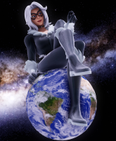 breasts giantess white_hair earth giga space large_breasts blue_eyes huge_breasts moon sitting mask costume catsuit jumpsuit legs_crossed zipper thick_thighs thief pinched digital_render black_cat spider-man sitting_on_planet marvel_comics felicia_hardy omni-crafter