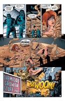 lyn dc_comics breasts growth comic long_hair shrunken_man english tinies orange_hair growing_out_of_building medium_breasts 1girl multiple_boys left-to-right_manga chemical giantess