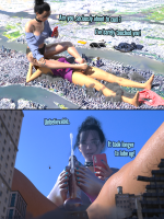 city black_hair futanari shoes short_hair phone day river english sky choker nail_polish cellphone self_shot smartphone multiple_boys giantess feet mega destruction sex barefoot couple facesitting footjob