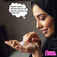 black_hair tongue barefoot parody english closed_eyes ai_art 1girl 1boy sleeping handheld hijab queencontrol