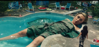 giantess blonde clothed water wet pool chairs bare_legs pool_cover hung_over gen_v shrunken_woman box_office_movie_scenes