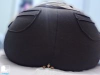 giantess size_difference butt sitting shadow shrunken_man trapped under_ass squished crawling_out