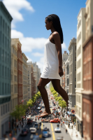 giantess crush city destruction buildings foot_crush walking dark_skin ai_art walking_on_people mega tinies