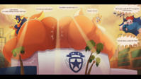 breasts drawing giantess misty nude furry tail city mega color destruction blue_eyes crossover cleavage helicopter glasses butt_crush blue_hair angry fox brown_eyes smiling red_hair police uniform tie giantesses thighs palm_trees shirt dialogue looking_behind sitting_on_building thick_thighs orange_skin hair_bun carmelita_fox dreamworks cutaway police_officer sly_cooper_(series) diane_foxington the_bad_guys goblinhordestudios jukebox chief_misty