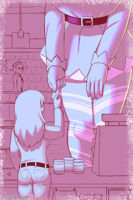 gentle giantess christmas mini_giantess holidays breasts drawing monochrome socks pants belt store flameeliwood