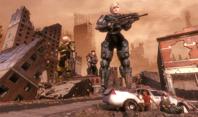 breasts giantess city mega blonde armor destruction rampage gun buildings brunette war giantesses hiding vehicles dark_skin ruins debris boomgts digital_render