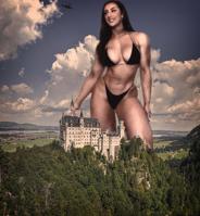 breasts giantess collage mega story muscle_growth megagiantess kiki_vhyce gtsmakerdj musclegrowth musclegiantess helicopter castle smiling muscles athletic Mega Megagiantess