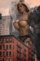 breasts giantess collage mega story jordan_carver megagiantess gtsmakerdj panties large_breasts topless smoke holding_breasts covering_nipples Mega Megagiantess scared