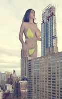 breasts giantess collage mega story coral_sharon megagiantess gtsmakerdj bikini city huge_breasts looking_at_tiny Mega Megagiantess