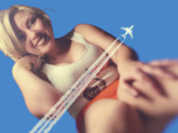breasts giantess collage mega story megagiantess gtsmakerdj hunter_clark smiling airplane looking_down hooters point_of_view looking_at_viewer Mega Megagiantess bending_over