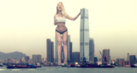 breasts giantess collage mega story megagiantess gtsmakerdj beth_bennett city blonde licking_lips looking_at_viewer hong_kong hand_on_building holding_breast Mega Megagiantess