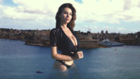 breasts giantess collage mega story megagiantess gtsmakerdj ashley_tervort panties large_breasts cleavage water looking_at_viewer wading Mega Megagiantess Cleavage