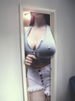 large_breasts cleavage shorts indoors doorway Cleavage breasts giantess collage story mini mini_giantess kayla_kiss gtsmakerdj