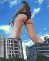 panties butt looking_down looking_back rear_view holding_vehicle Mega Megagiantess above_buildings breasts giantess collage mega story giantess_katelyn megagiantess gtsmakerdj