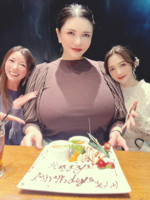 breasts giantess collage story asian mini mini_giantess anri_okita gtsmakerdj size_difference large_breasts smiling indoors looking_at_viewer