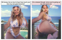 bikini large_breasts butt beach looking_back looking_at_viewer rear_view Mega Megagiantess smiling breasts giantess collage mega story megagiantess gtsmakerdj cheryl_blossom