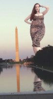 red_hair dress reflection washington_dc washington_monument leopard_print hand_behind_head hand_on_waist Mega Megagiantess looking_at_view breasts giantess collage mega story megagiantess gtsmakerdj lady_ginger_lust