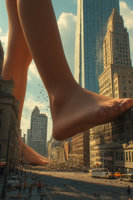 giantess ai_art crush city destruction buildings skyline skyscraper cloud outdoors sky sunset tinies sunlight