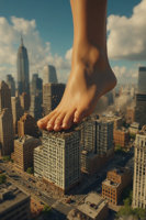 crush feet city bridge destruction toes barefoot buildings soles skyline day skyscraper cloud outdoors sky digital_render scenery cloudy_sky mega giantess ai_art