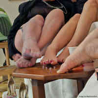giantess feet foot_worship table shrunken_woman shrunken_man giantesses nail_polish high_heel_shoes