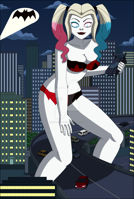 breasts drawing giantess city mega blonde color blue_eyes handheld bra skirt harley_quinn twintails parody looking_down highway vehicles batman straddling ripped_clothing white_skin attack_of_the_50_foot_woman dc_comics gotham_city bare_legs batmobile bat_signal nightcore100 bare_midriff harley_quinn_(series)
